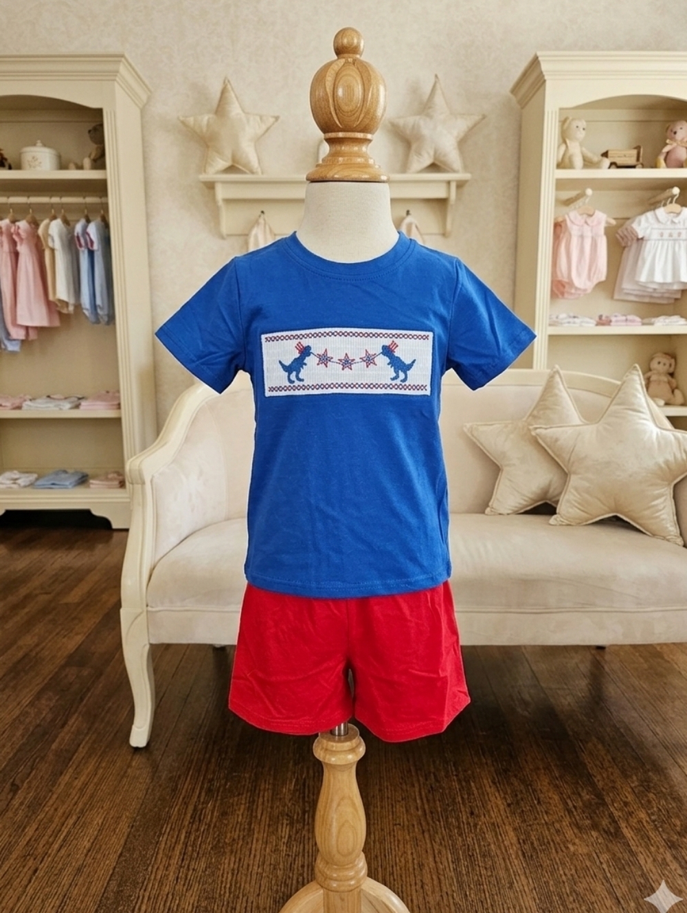 NWT Rylee Faith Designs Patriotic Dino Outfit 🇺🇸